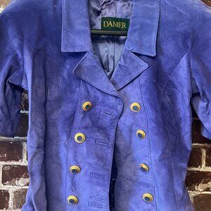 Vintage Danier Royal Purple Suede Blazer - Luxe Gold Button